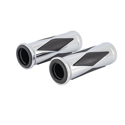 Highway Hawk Harley Davidson 7/8" Diamond Grip Set Chrome / Black BC963