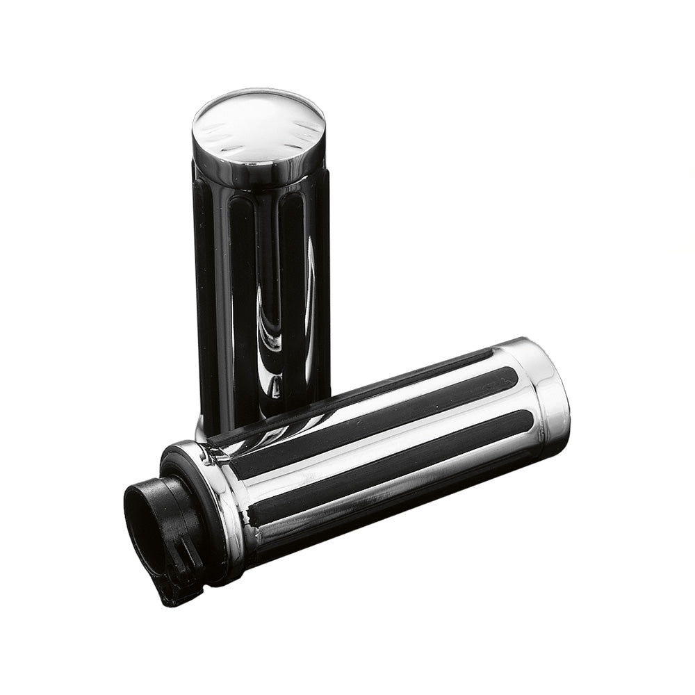 Highway Hawk Chrome & Rubber Legend 1" Motorcycle Custom Grips BC984