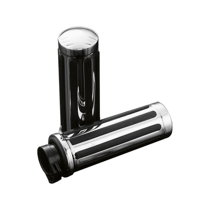 Highway Hawk Chrome & Rubber Legend 1" Motorcycle Custom Grips BC984