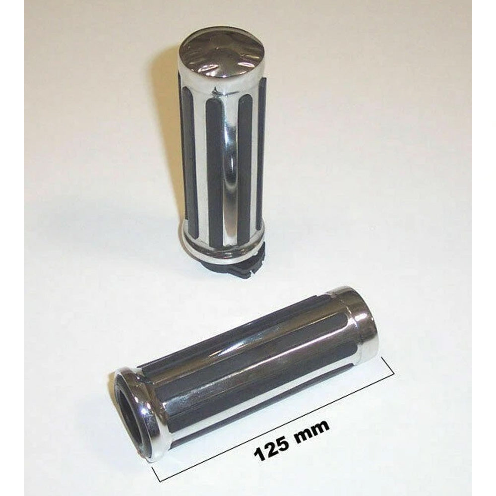 Highway Hawk Chrome & Rubber Legend 1" Motorcycle Custom Grips BC984
