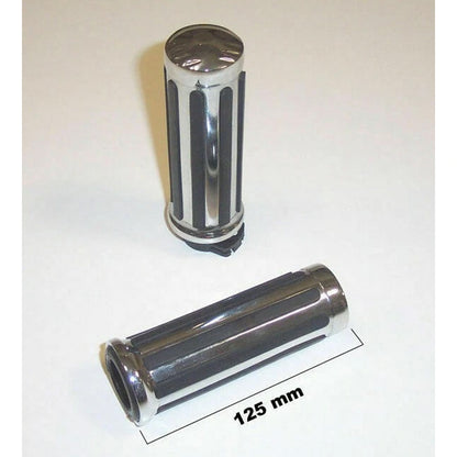 Highway Hawk Chrome & Rubber Legend 1" Motorcycle Custom Grips BC984