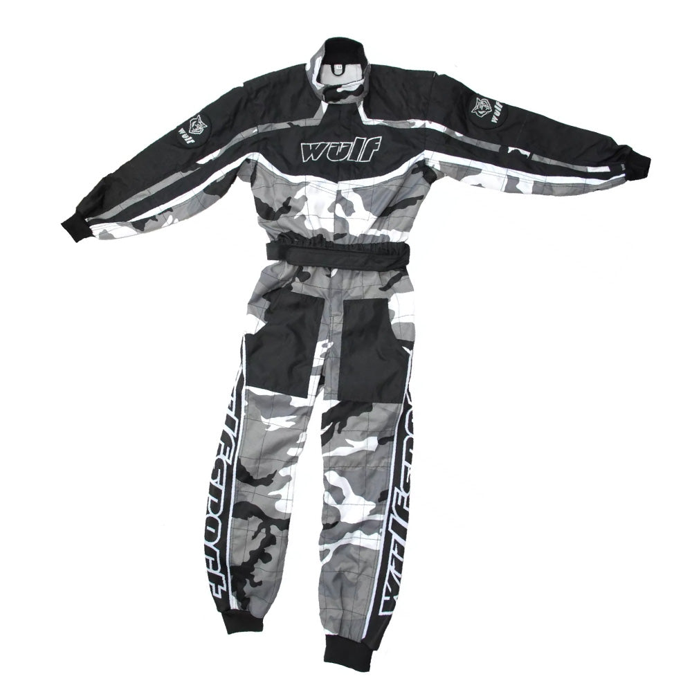 Kids Wulfsport MX Quad Motocross Overall & Helmet Yellow Camo Set #O2