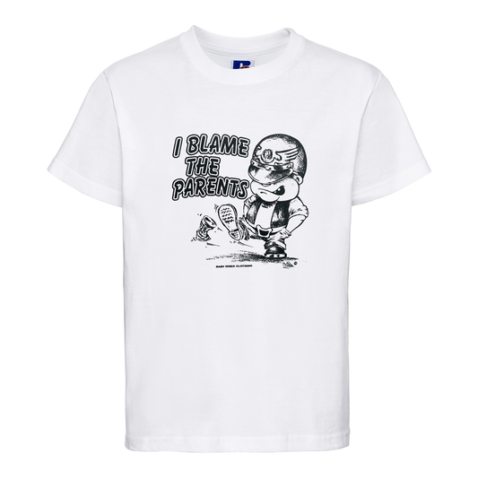 Baby Biker - I Blame The Parents - Kids Toddler Baby Biker White T-Shirt