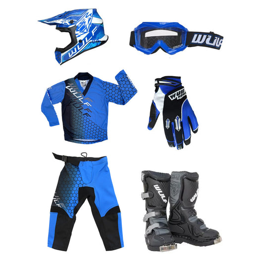 Kids MX Wulfsport 2025 CONNECT Motocross Blue Mega Set #12