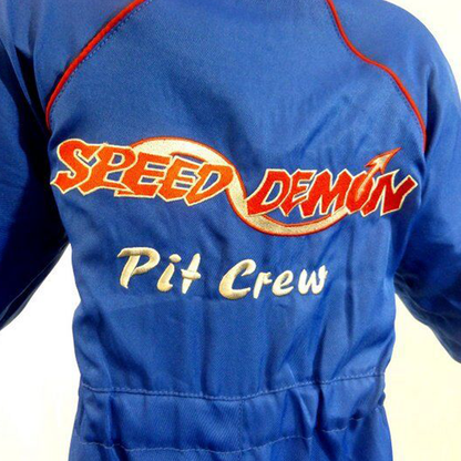 Kids Pit Crew MX Quad Mechanic Style Childs Speed Demon Overalls Blue / Red