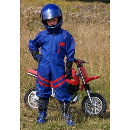 Kids Pit Crew MX Quad Mechanic Style Childs Speed Demon Overalls Blue / Red