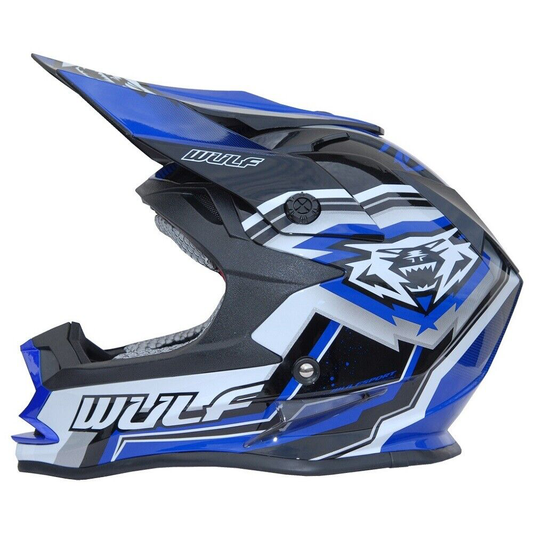 Kids Childrens Quad Wulf Wulfsport MX Motocross Vantage Helmet Blue