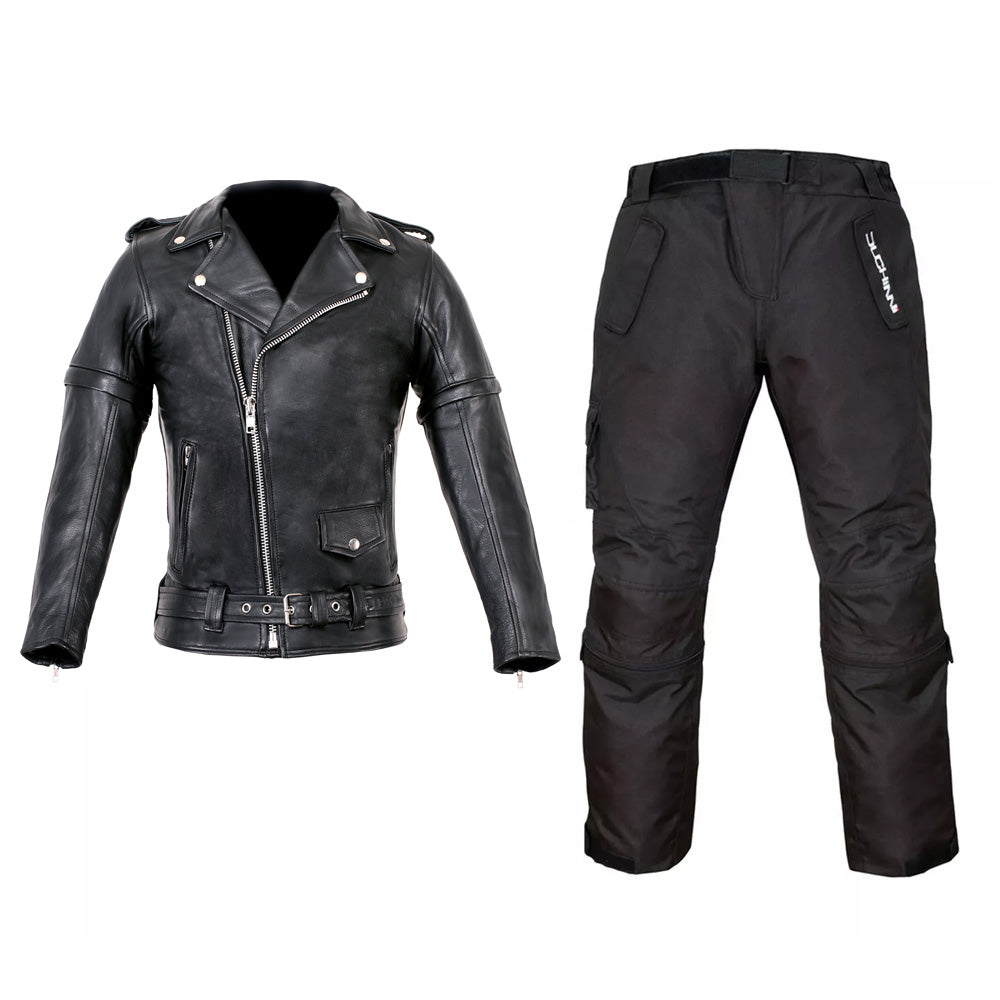 Duchinni Kids Motorcycle Leather Patrol Jacket & Imola Trousers Bundle Kit