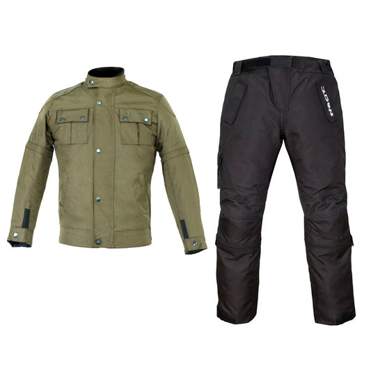 Duchinni Kids Motorcycle Olive Sniper Jacket & Imola Trousers Bundle Kit