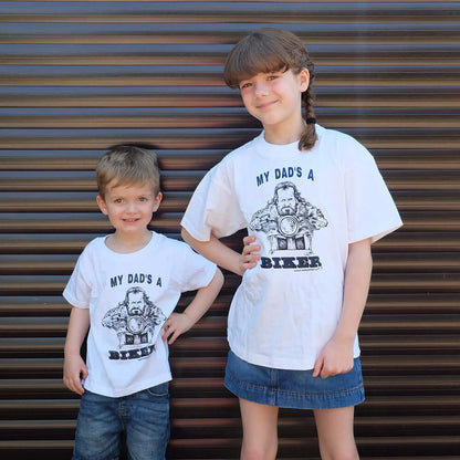 Baby Biker - My Dad's A Biker - Kids Baby Toddler White T-Shirt