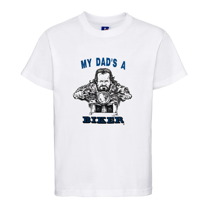 Baby Biker - My Dad's A Biker - Kids Baby Toddler White T-Shirt