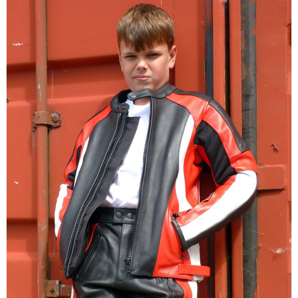 Baby Biker Kids Demon Sport Leather Childs Motorcycle Jacket Red