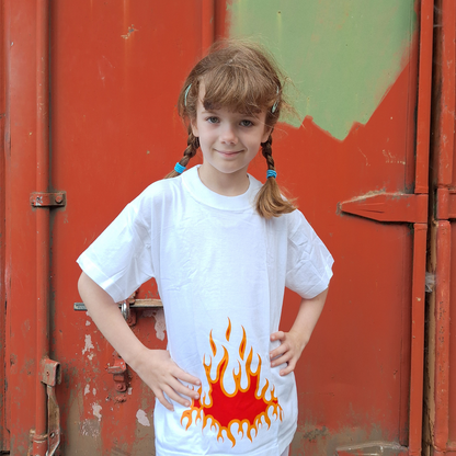 Baby Biker - Flames - Kids Toddler Baby White T-Shirt