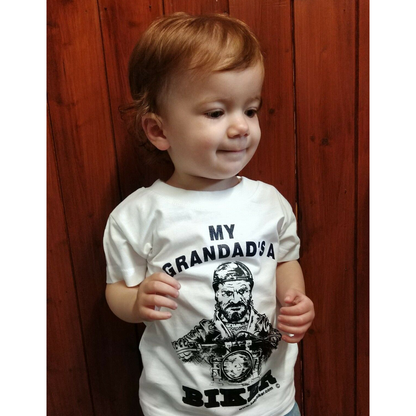 Baby Biker - My Grandad's A Biker - Kids' Toddler Baby White T-Shirt