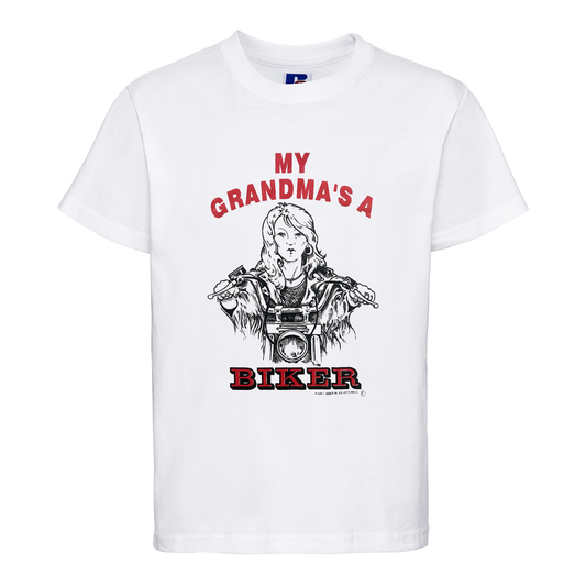 Baby Biker - My Grandma's A Biker - Kids Baby Toddler White T-Shirt