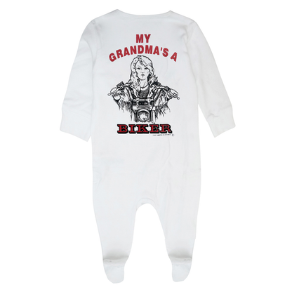 My Grandma's A Biker Baby Babygrow White Sleepsuit