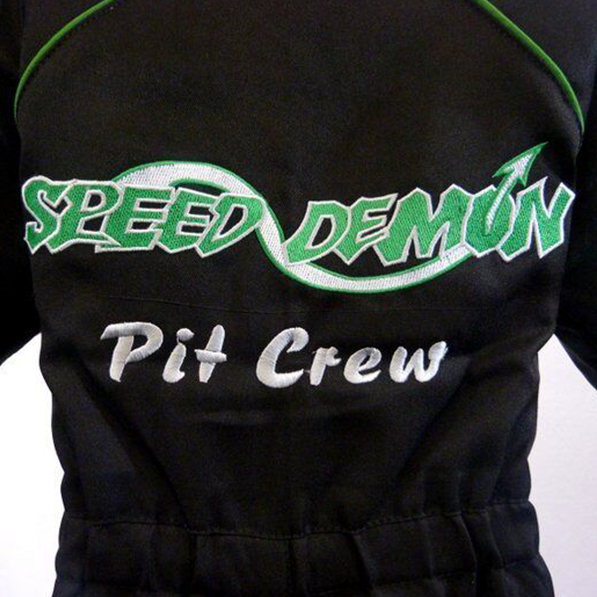 Kids Mechanic Style Pit Crew Speed Demon Overalls Black / Green