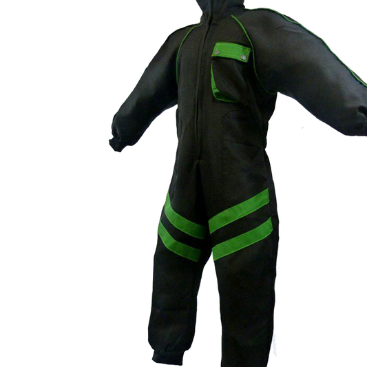 Kids Mechanic Style Pit Crew Speed Demon Overalls Black / Green