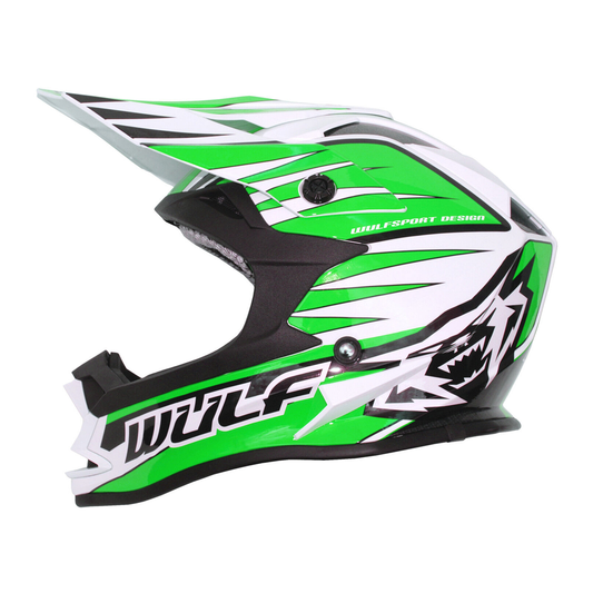 Kids Childrens Quad Wulf Wulfsport MX Motorcross Advance Helmet Green