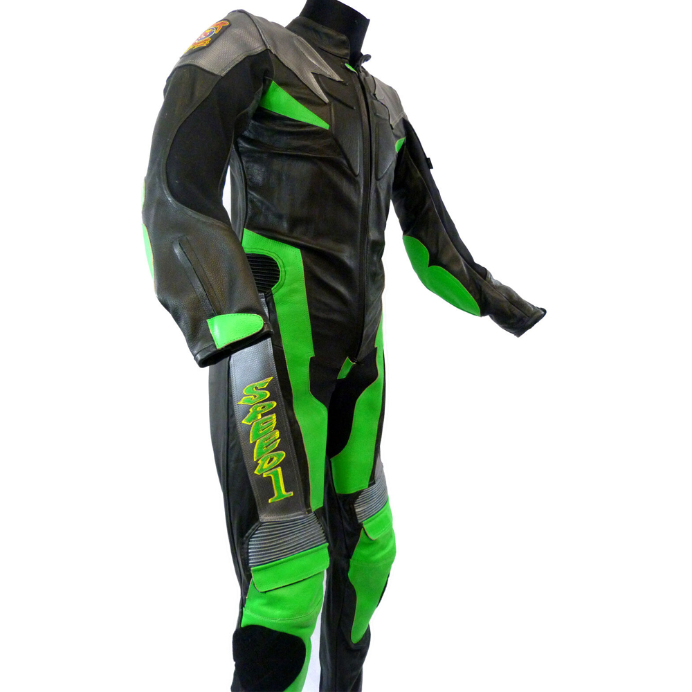 Baby Biker One Piece Kids Motorcycle Mini Moto Full Leather Race Suit Green