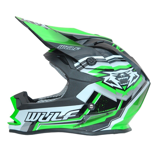 Kids Childrens Quad Wulf Wulfsport MX Motocross Vantage Helmet Green