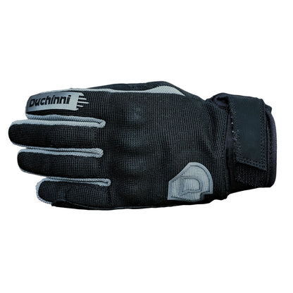 Duchinni Kids Youth Motorcycle Textile Grid Gloves - Black / Gunmetal Grey