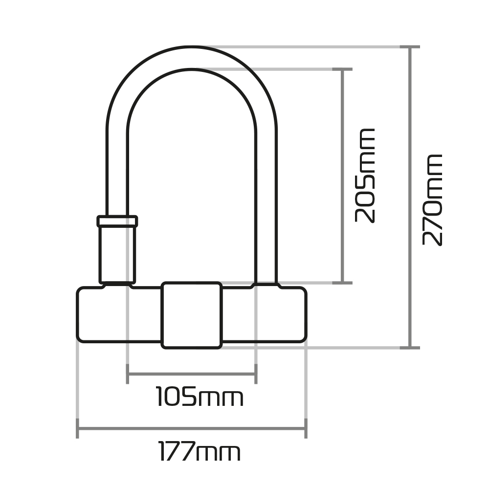 Oxford Motorcycle Magnum U-lock (170x285mm) with Bracket LK223