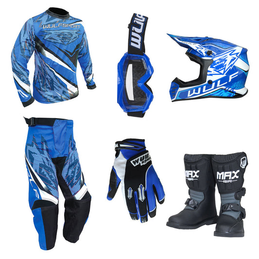 Kids MX Wulfsport 2026 WARHAMMER Motocross Blue Mega Set #M12