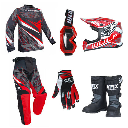 Kids MX Wulfsport 2026 WARHAMMER Motocross Red Mega Set #M12