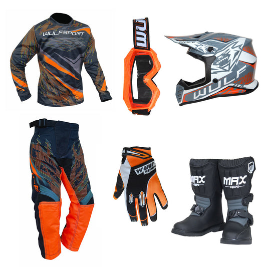 Kids MX Wulfsport 2026 WARHAMMER Motocross Orange Mega Set #M12