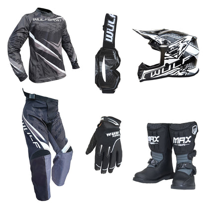 Kids MX Wulfsport 2026 WARHAMMER Motocross Black Mega Set #M12