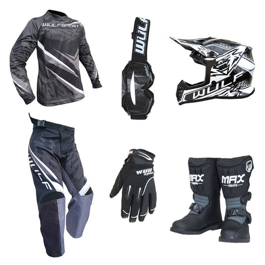 Kids MX Wulfsport 2026 WARHAMMER Motocross Black Mega Set #M12