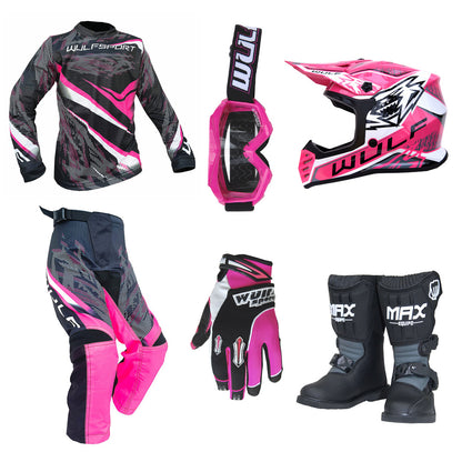 Kids MX Wulfsport 2026 WARHAMMER Motocross Pink Mega Set #M12