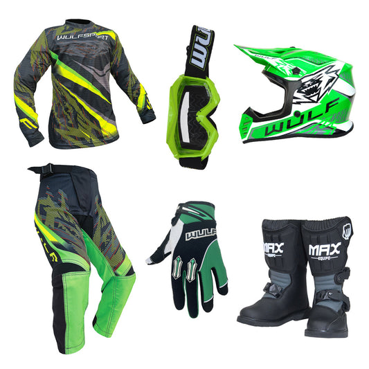 Kids MX Wulfsport 2026 WARHAMMER Motocross Green Mega Set #M12