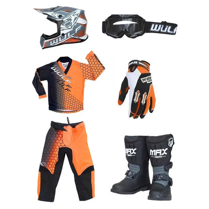 Kids MX Wulfsport 2025 CONNECT Motocross Orange Mega Set #M12