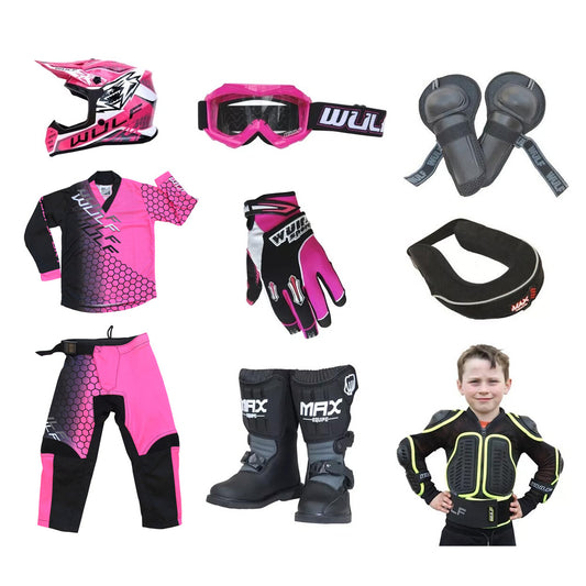 Kids MX Wulfsport 2025 CONNECT Motocross Ultra Complete Set Pink #M7