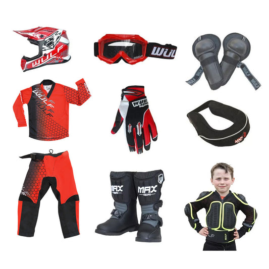 Kids MX Wulfsport 2025 CONNECT Motocross Ultra Complete Set Red #M7