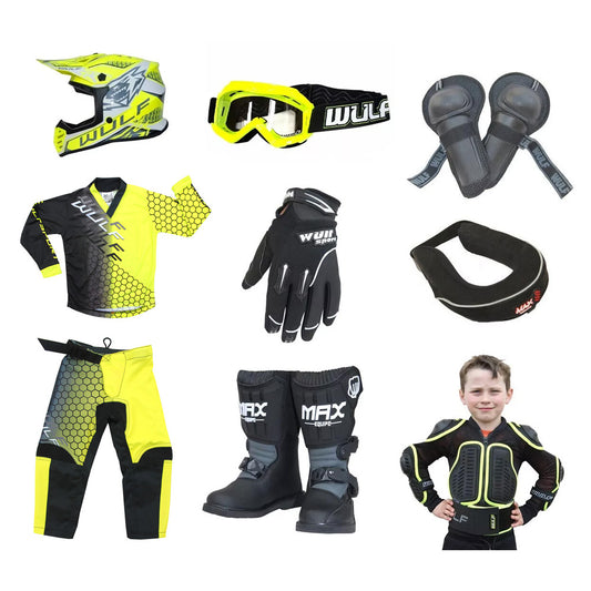 Kids MX Wulfsport 2025 CONNECT Motocross Ultra Complete Set Yellow #M7