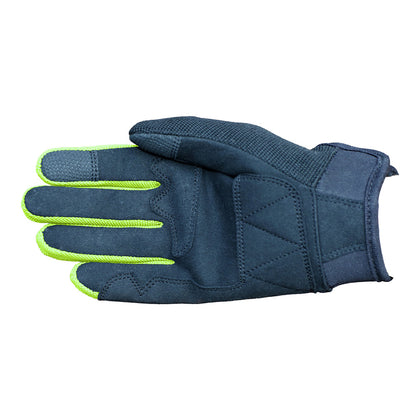 Duchinni Kids Youth Motorcycle Textile Grid Gloves - Black / Neon Yellow