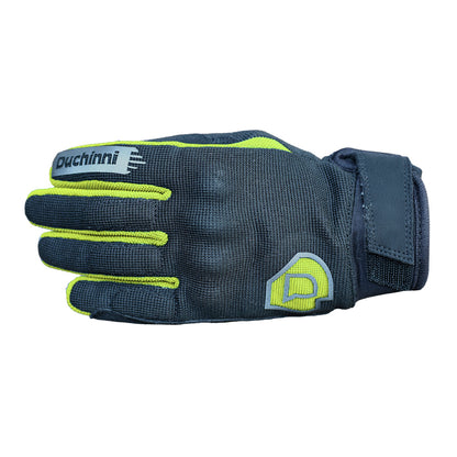 Duchinni Kids Youth Motorcycle Textile Grid Gloves - Black / Neon Yellow