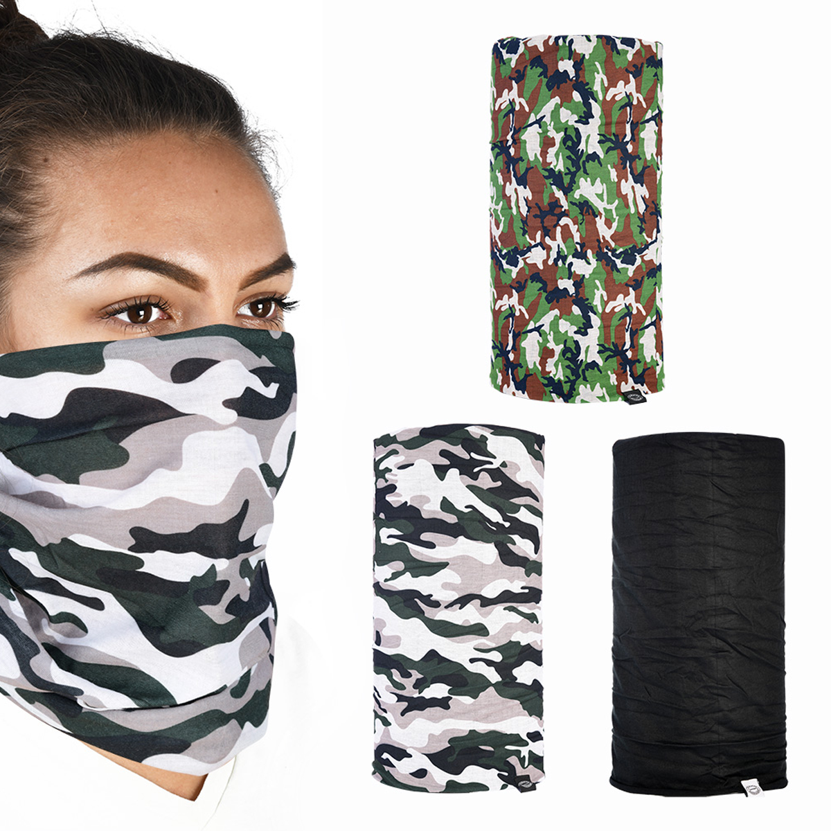 Oxford Comfy Green / Black / Camo 3 Pack Neck Scarf Bandana Balaclava NW123