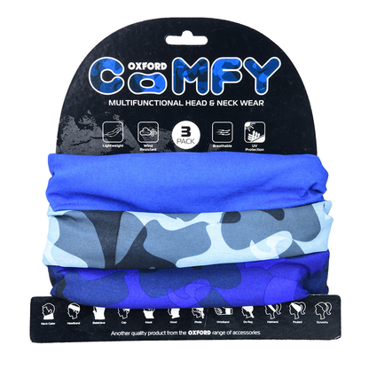 Oxford Comfy Havoc Blue 3 Pack Neck Scarf Tube Warmer Bandana Balaclava NW151