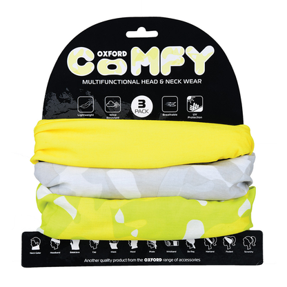 Oxford Comfy Havoc Yellow 3 Pack Neck Scarf Tube Warmer Bandana Balaclava NW152