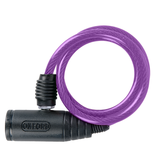 Oxford Bumper Cable Lock Helmet Clothing Security Purple 6mm x 600mm OF03