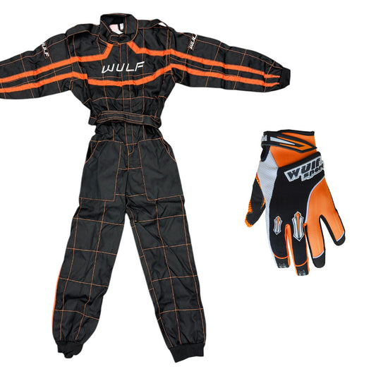 Kids Wulfsport MX Motocross Overall & Gloves Orange Set #O1