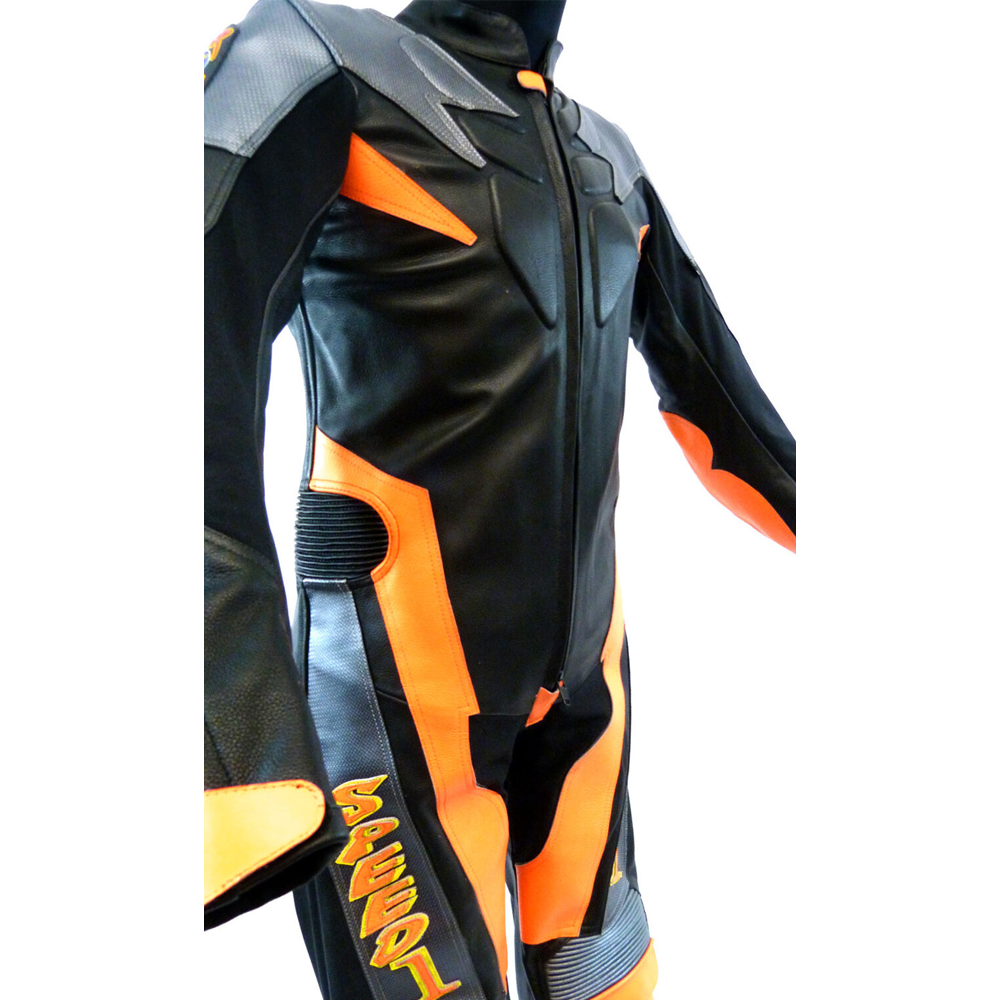 Baby Biker One Piece Kids Motorcycle Minimoto Full Leather Race Suit Orange