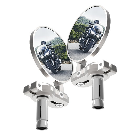 Oxford Bar End Silver Motorcycle Motorbike Pair Mirrors 7/8" 22.2mm Bars OX578