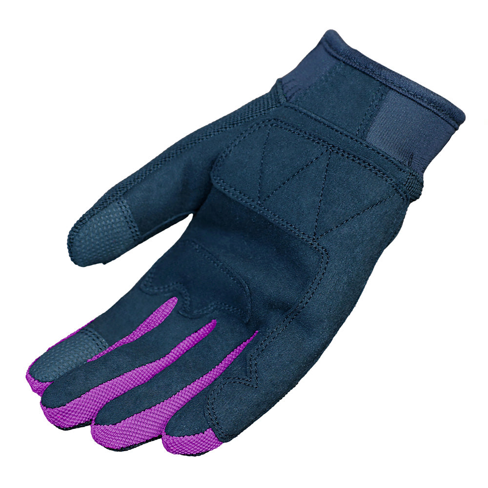Duchinni Kids Youth Motorcycle Textile Grid Gloves - Black / Purple