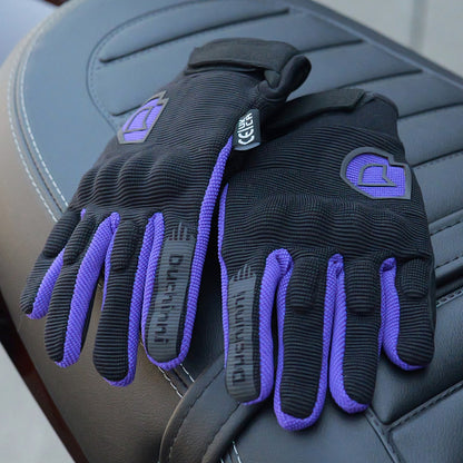 Duchinni Kids Youth Motorcycle Textile Grid Gloves - Black / Purple