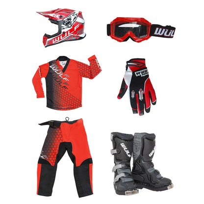 Kids MX Wulfsport 2025 CONNECT Motocross Red Mega Set #12
